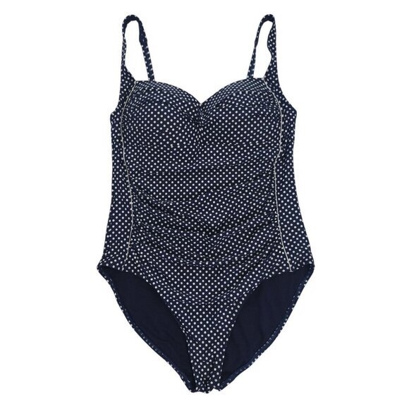 Nip Tuck Swim Women's Navy Polka Dot One-Piece Swimsuit,(16), Adjustable Straps - Picture 5 of 8